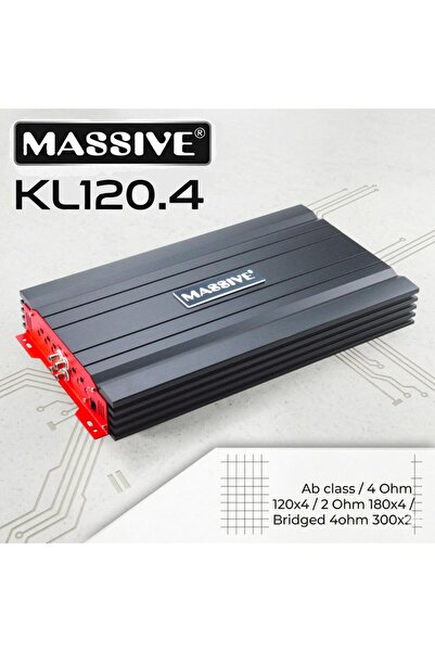 Massive Ms-kl120.4 4x120 Rms Profesyonel Oto Amfi Anfi Kl120.4 Bas Kontrollü