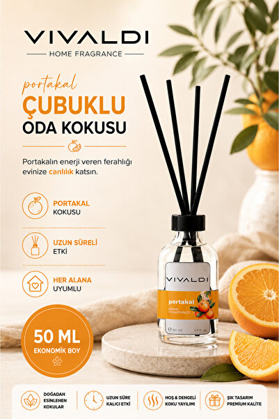 Vivaldi Home Portakal Çubuklu Oda Kokusu 50 ml, Ferah ve Canlandırıcı Narenci...