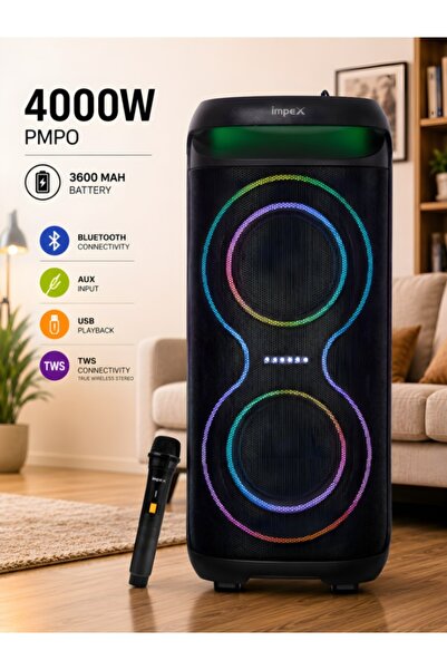 IMPEX TS 81 6.5 Inch Multimedia Trolley Speaker 4000W PMPO Karaoke Ring Light...