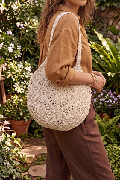 Rose espirit Boho-Love Kalp El Örgüsü Çanta