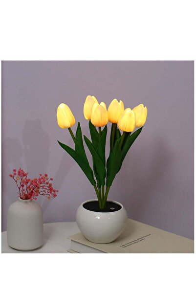 Arabest Tulip Flower Table Lamp, LED Night Light Artificial Flower with Vase ...