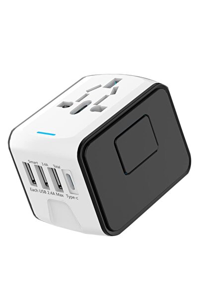 Arabest Universal Travel Adapter with 3 USB + Type-C, AC Plug for EU UK AU US...