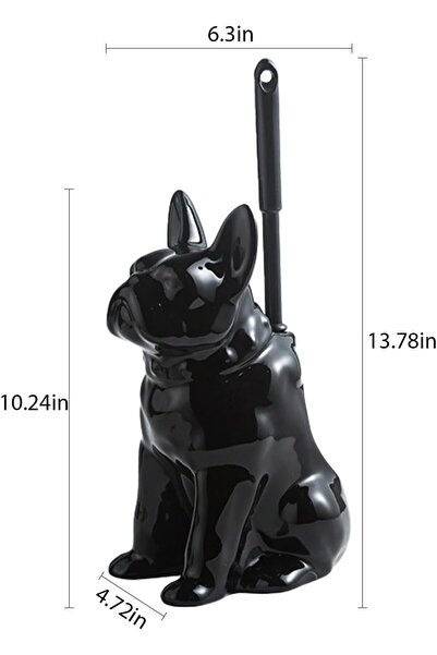 Arabest Shar Pei Hideaway Toilet Brush Holder, Black Ceramic Concealed Brush ...