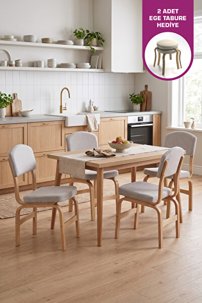 VİLİNZE Ege Sandalye Avanos Ahşap Mdf Mutfak Masası Takımı - 70x120 Cm
