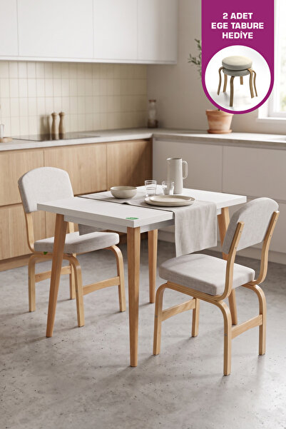 VİLİNZE Vilinze Ege Sandalye Avanos Ahşap MDF Mutfak Masası Takımı - 60x90 cm