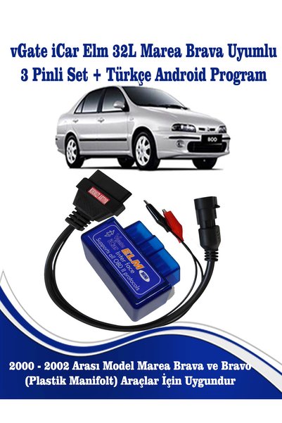 vgate icar Elm 3 Pinli Set Marea Brava Uyumlu Arıza Tespit Cihaz Seti Android...