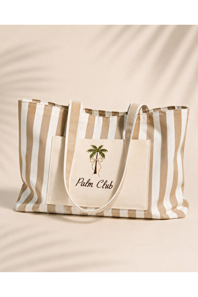 LİONYA DESİGN Palm Club – Embroidered Resort Tote Bag |   Bag with Liquid Rep...