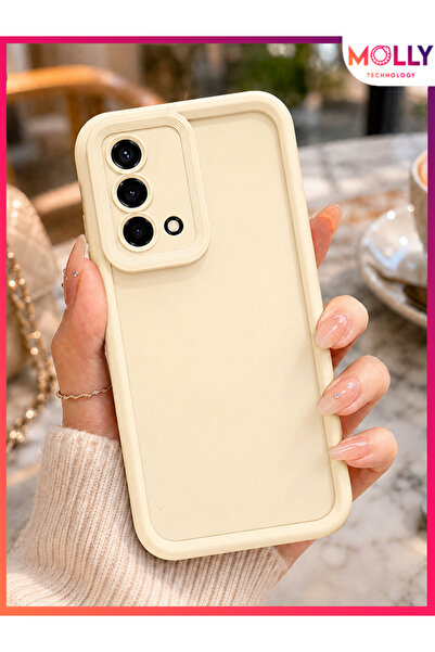 Molly Oppo A74 İçin Bej Kenarları Kalın Pan Silikon Kılıf