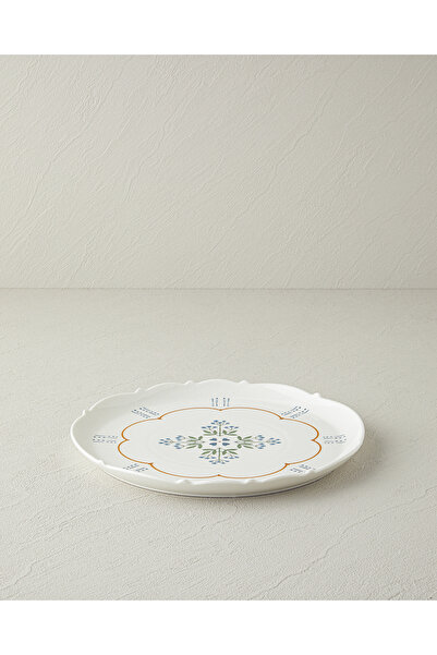 English Home Retro Paisley New Bone China Servis Tabağı 27 cm Beyaz - Mavi