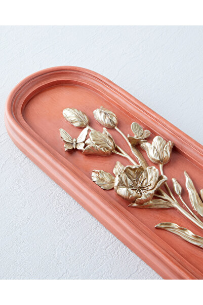 English Home Flower Branch Duvar Aksesuarı 13,5x3x35 cm Turuncu
