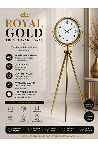 ZENTİME Royal Gold Tripod Ayaklı Dekoratif Saat