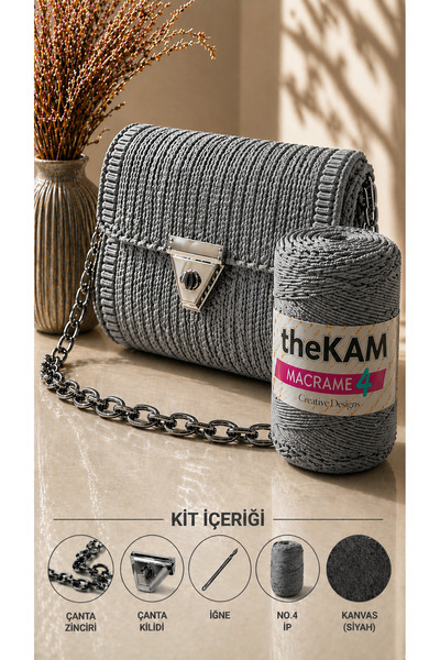 thekam Kit de tricotat pentru genți Seul - Culoare gri argintiu nr. 4 / Kit d...
