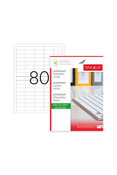 Tanex ETIETE 80/A4 37*14.25MM COLȚURI PĂTRATE 100/BLĂNĂ