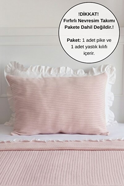 PAMUKA Set Pike cu model tricotat pentru o singură persoană - Roz deschis