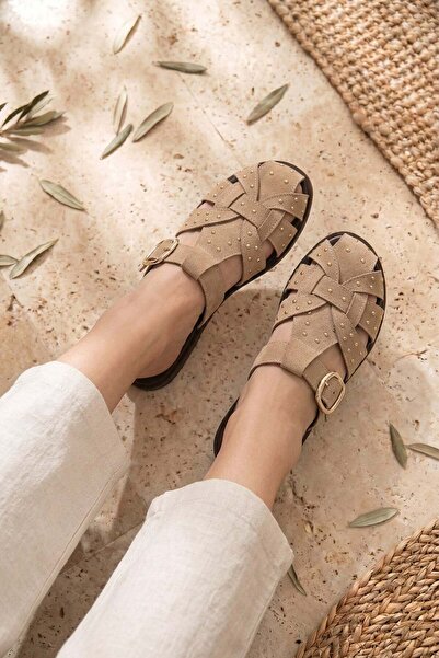 Stilbagshoes DORİS ÖN KAPALI TROK DETAYLI KADIN TERLİK BEJ