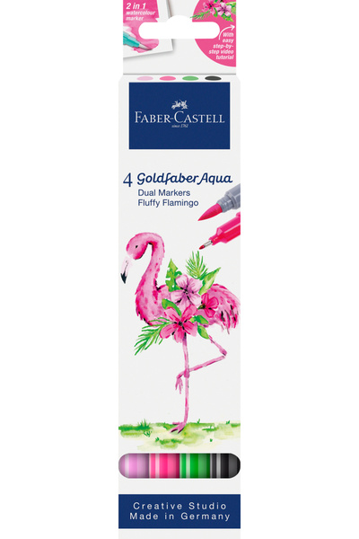 Faber Castell Set de markere solubile cu 2 vârfuri, 4 bucăți, Colecția Tropic...