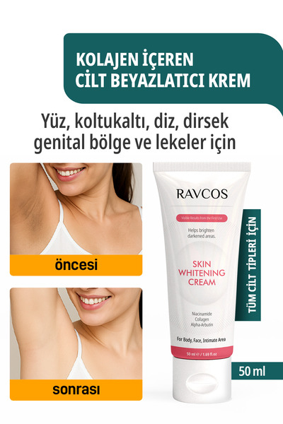 Ravcos Cilt Beyazlatıcı Krem – Yüz, Genital Bölge, Koltuk Altı, Diz ve Dirsek...