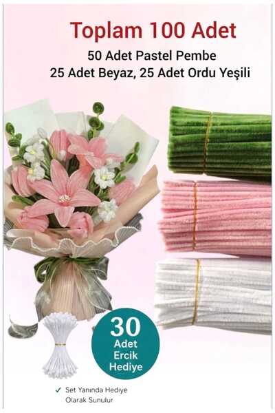 hyc heryerçiçeklenir 3'lü Set Pastel Pembe (50) , Beyaz (25) , Ordu Yeşili (2...