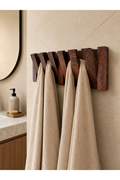 HZR Wood Doğal Ahşap Askılık Banyo Askılık Doğal Ağaç Özel Tasarım Ahşap Duva...