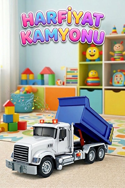 Tıfıl Toys Sesli Işıklı Pilli Damperli İş Makinası Oyuncak Harfiyat Kamyonu