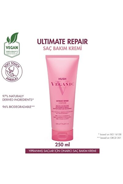 HUSH Veganic Ultimate Repair Yıpranmış Saçlar İçin Onarıcı Saç Kremi 250 ml