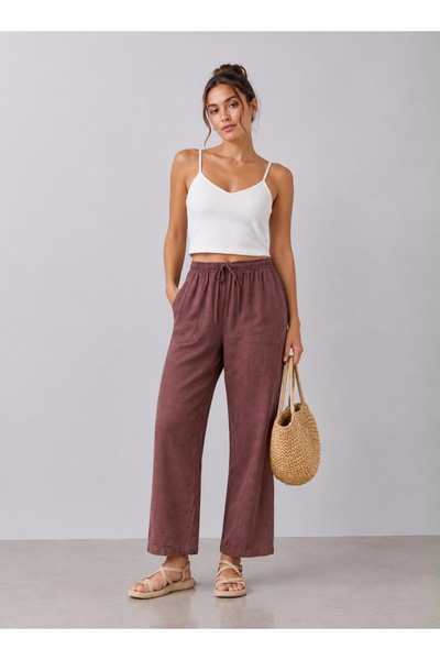 OYERGA MODA Kadın Modal Kumaş Rahat Pantolon