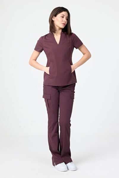 Rhow Bloom Bordo Scrubs Üst