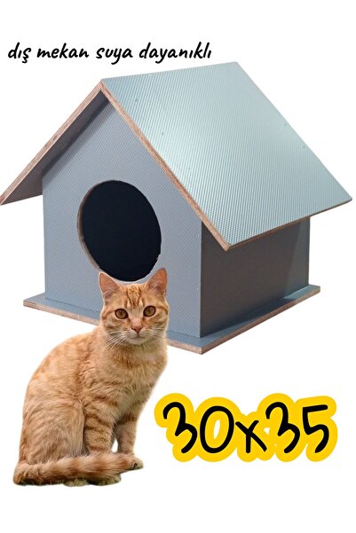 ncy Ahşap Kedi Yuvası Dış Mekan Suya Dayanıklı Izalasyonlu 30x35 Cm