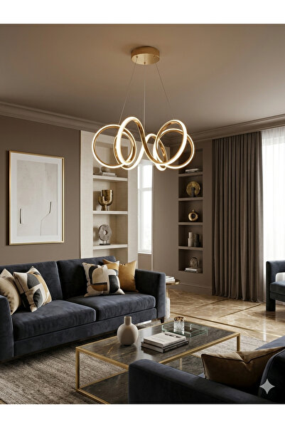 Zeya Lighting Yüksek Aydınlatmalı Kuğu Model gold kaplama sarkıt modern 3 ren...