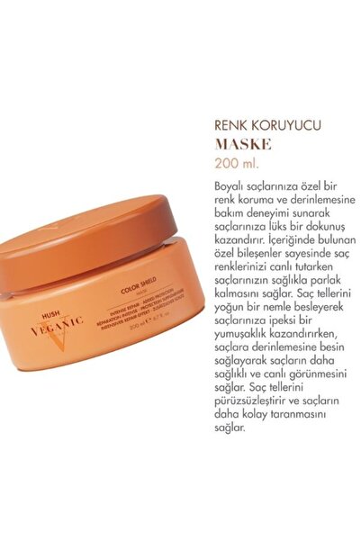 HUSH Veganic Color Shield Boyalı Saçlar İçin Renk Koruyucu Maske 200 ml