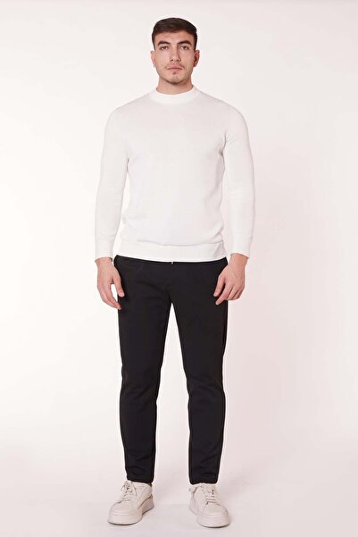 BRACCAS Men's Lace-Up Waist Side Pocket Slim Fit Jogger Black Pants