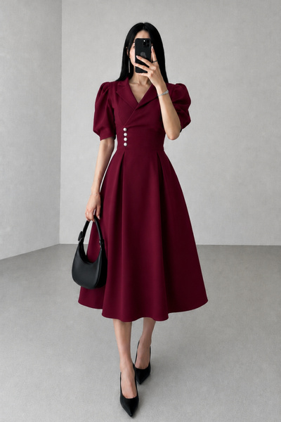 MODA DURAĞI KALİTELİ MİDİ ELBİSE ELBİSE