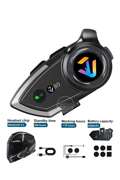 PREPARE Kask Bluetooth Kulaklık PR80 Bluetooth Motosiklet Kulaklık 5.3 Motosi...
