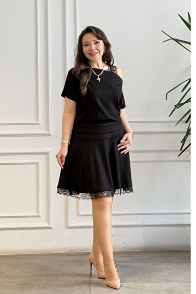 yb yağmur butik Rochie cu dantelă la umeri și la tiv