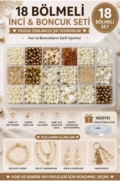 By MO Accessories Set de perle și mărgele cu 18 compartimente |   Design eleg...