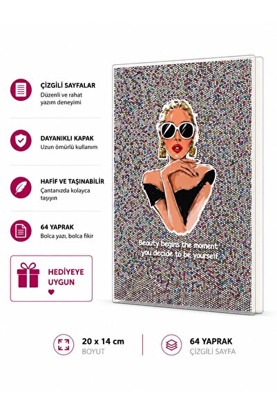 4nio Tamno siva Sa šljokicama beležnica za lepotu
