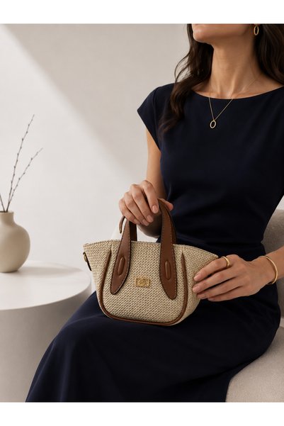 mossi Burgundy Straw Textured Handbag with Crossbody Strap for Women