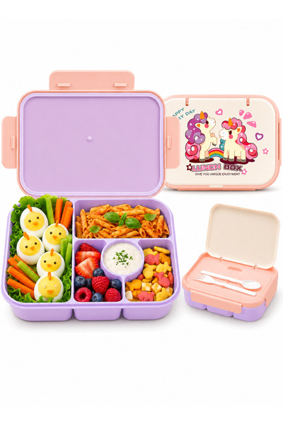 Generic Stackable 5-Grid Lunch Box for Kids, Leakproof Bento Container Equipp...