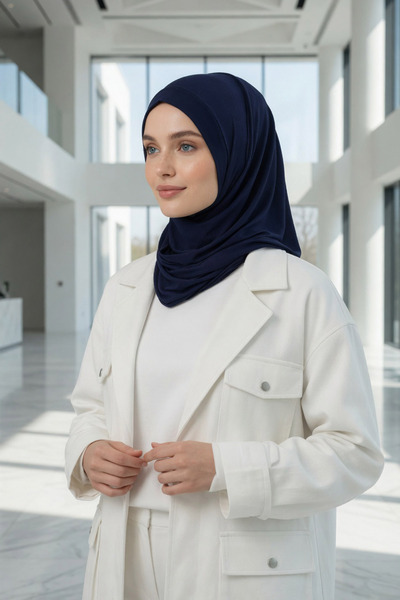 Aisha's Design Şal practic din bumbac pieptănat, PS-16, bleumarin