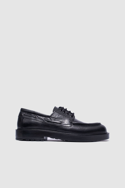 TOGO Men's Black Genuine Leather Laced Classic Shoes [052311]