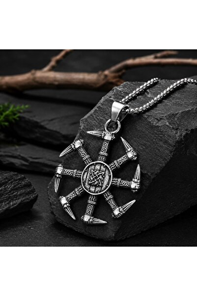 voyageaccessory قلادة شمسية من الفولاذ المقاوم للصدأ على شكل دائرة الحياة الل...