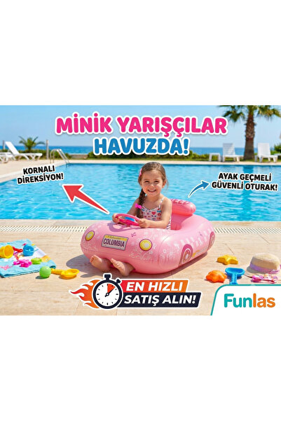 Funlas 0-5 yaş Deniz simidi oturaklı yarış araba modeli kornalı direksiyonlu