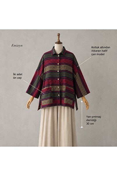 EMZEYN Etnik Desenli Salaş Kimono Ceket – Baharlık Oversize Tasarım