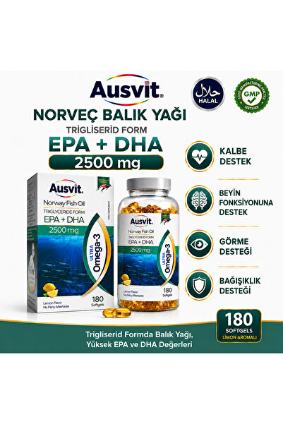 Ausvit Ultra Omega-3 Norveç Balık Yağı Softgel | EPA ve DHA İçeren Takviye Ed...