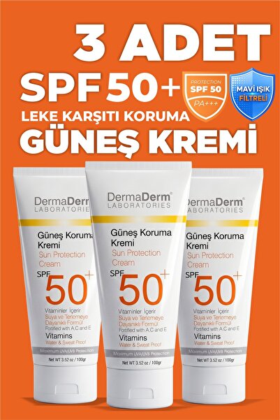 DermaDerm Güneş Kremi SPF 50+ Yüksek Korumalı 100 ml (3 Adet)