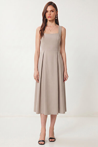 Lovelyİstanbul Φόρεμα μίντι σε γραμμή Α LWF0026 ΓΚΡΙ