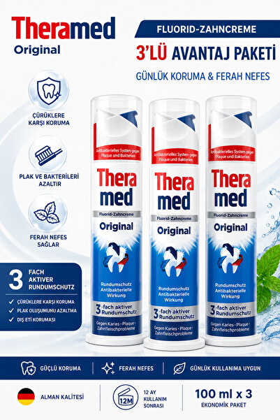 Theramed معجون أسنان فلوروري أوريجينال فعال 3 × 100 مل