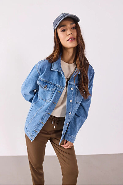 VENA Kadın Maya Sky Blue Jean Ceket %100 Pamuk - Sky Blue