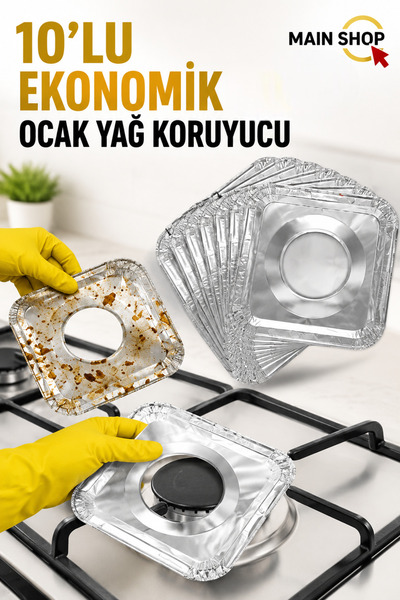 MAİN SHOP Alüminyum Folyo Ocak Üzeri, Gazlı Ocak Korumalı Isıya Dayanıklı, Al...