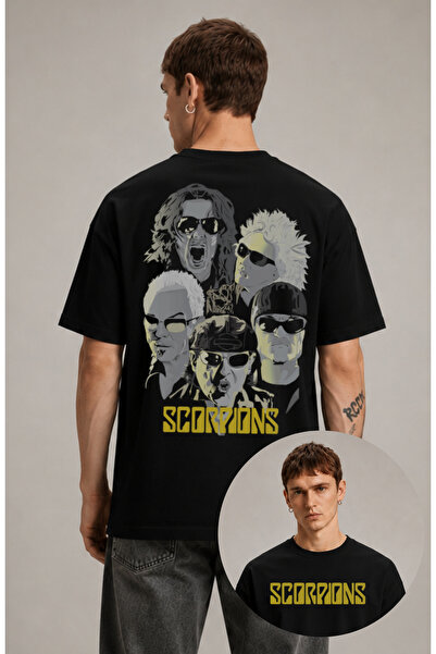 Fuddy Moda Scorpions Back Štampano T-shirt, muško-ženska rok-metal muzika Šta...